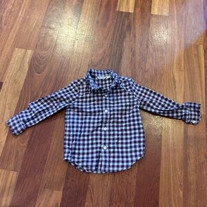 Janie and Jack Checkered Button Down Shirt - grey and red size 18-24 months
